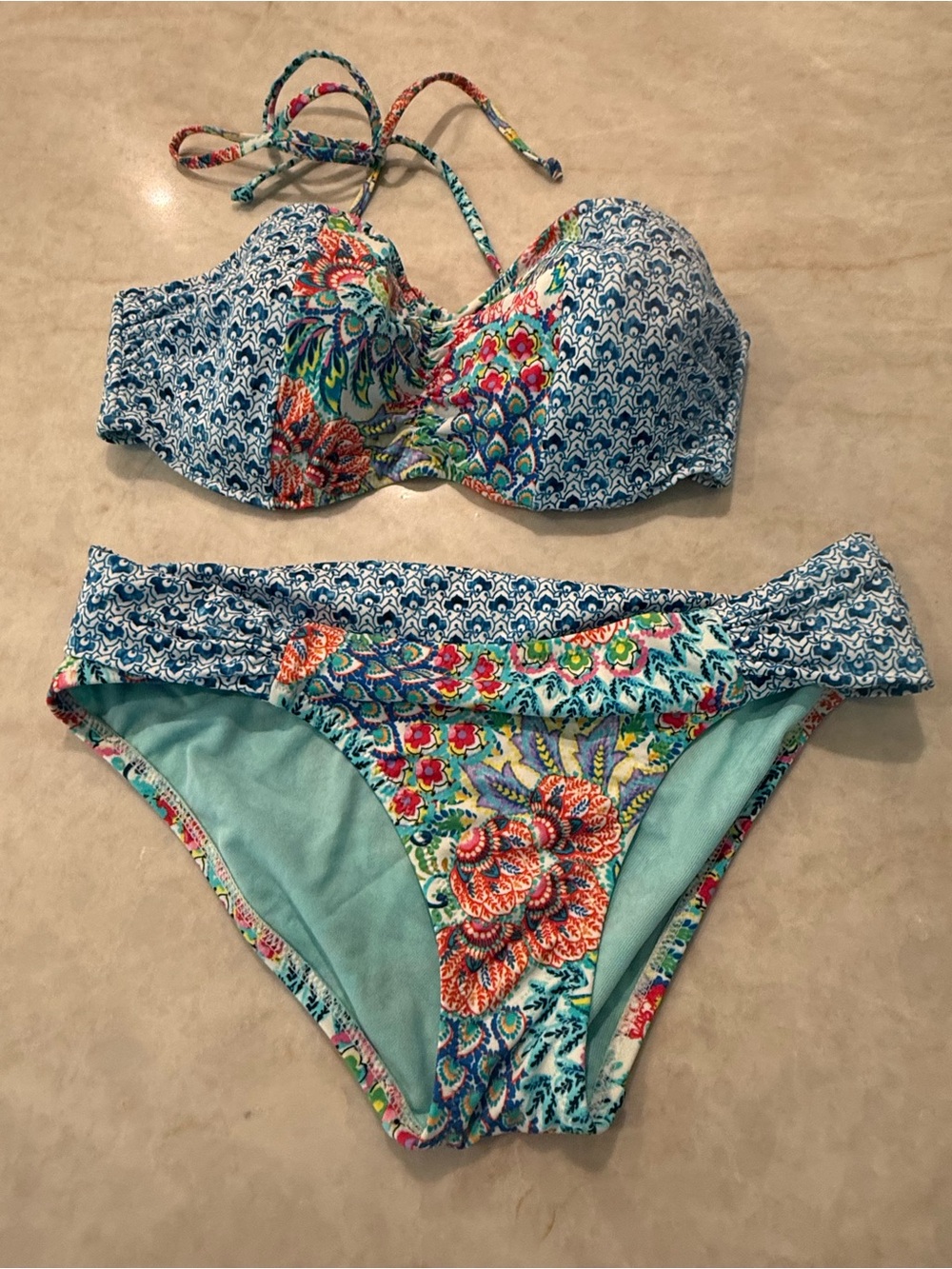 Blush Floral Multicolor Bikini Set - Blue, Teal, Coral, Green